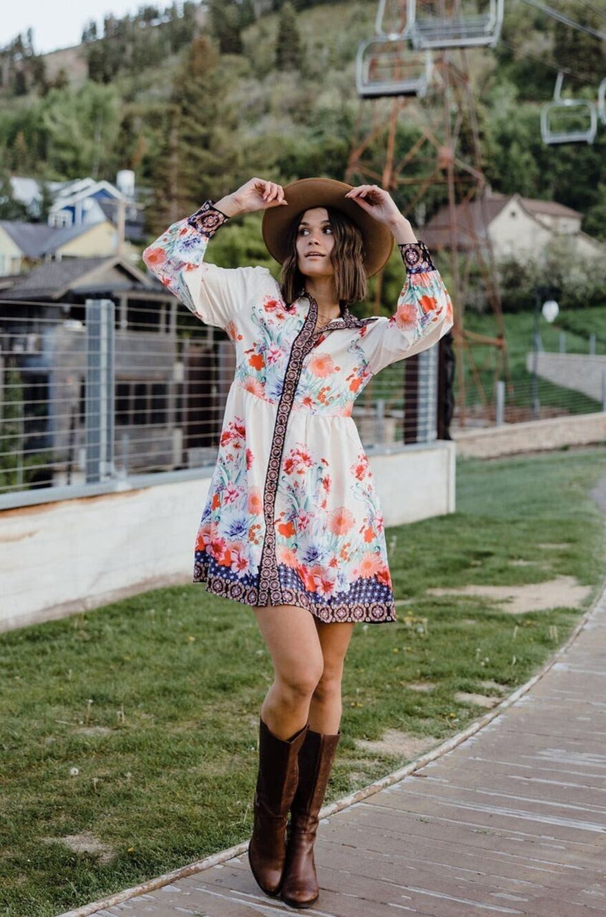 See And Be Seen Kerry Dress Boho Button Front Shirtwaist Sz Large Blush Floral